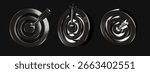 3D rendering of a chrome target, isolated on a black background.