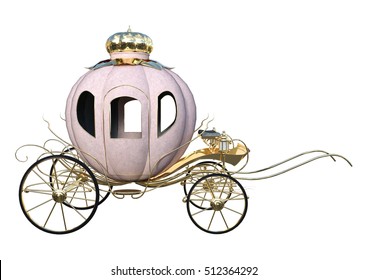 3D rendering of a Cinderella carriage isolated on white background