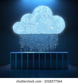 3d Rendering Circuit Cloud With Server Computer