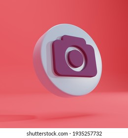 3d Rendering Of A Circular Camera Icon On An Orange Background, Perfect For Web Icons, App Icons And User Interfaces