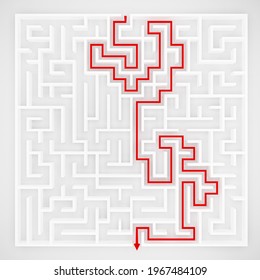3d rendering circular maze in top view on white background.