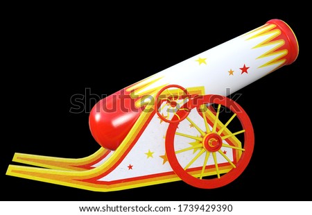3d rendering circus canon man isolated
