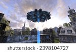 3D rendering of the cities under attack by U.F.O.