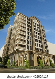 3d rendering - classic tower - south view