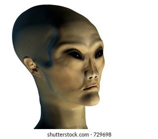3d rendering of a classical alien (series w/ clipping mask)