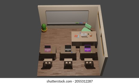 3d rendering classroom perfect for scene background