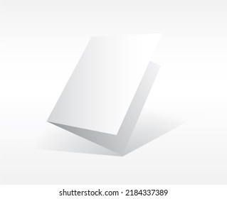 The 3D Rendering Of A Clean Blank Half-folded Levitating Leaflet Is Isolated On A Minimal Background, For Menu Mockup, Corporate Branding Design Template, Or Portfolio Showcase.