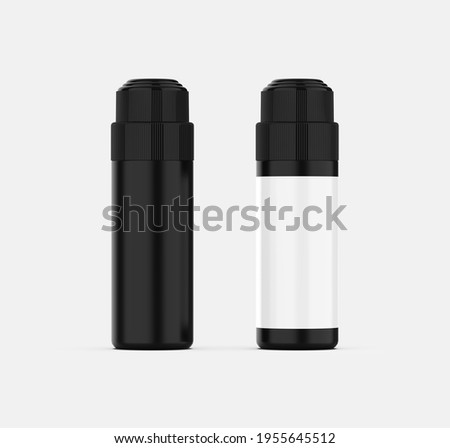 3d rendering clear plastic cylinder black mockup - 3d rendering realistic mockup design - realistic 3d render high res design image