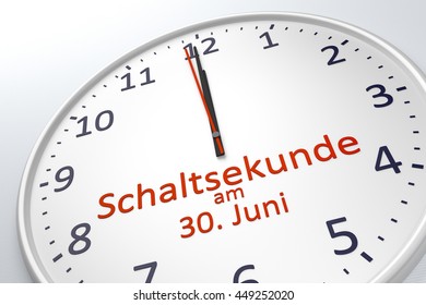 3d Rendering Of A Clock Showing Leap Second At June 30 In German Language