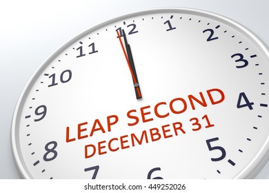 3d Rendering Of A Clock Showing Leap Second At December 31