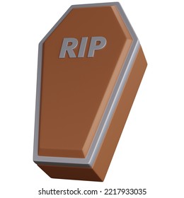 3d Rendering Closed Coffin Isolated