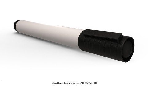 3D rendering - closeup black whiteboard marker isolated on white background.