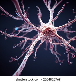 3d Rendering Of A Closeup Of A Nerve Cell With Dendrites