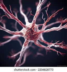 3d Rendering Of A Closeup Of A Nerve Cell With Dendrites