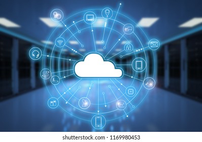 3d Rendering Cloud Computing Technology In Server Room