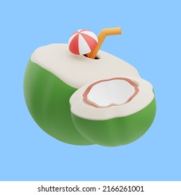 3d Rendering Of Coconut Drink Icon Illustration