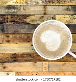 The 3d rendering of coffee with nice flower foam on the table