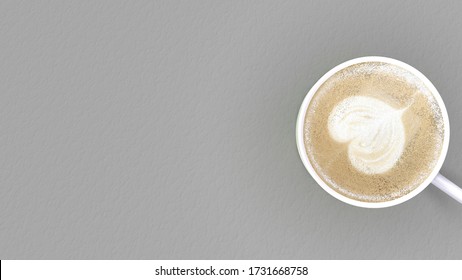 The 3d rendering of coffee with nice flower foam on the table