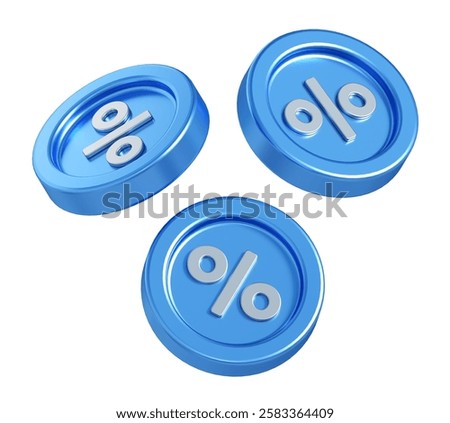 3d rendering of coins with percent. simple 3d illustration for business and finance
