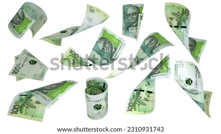 3D rendering of Colombian peso notes flying in different angles and orientations isolated on white background Stock foto © 