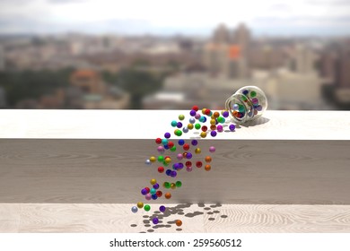 3d rendering of a lot of colored balls
