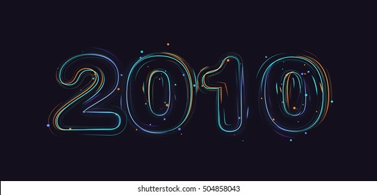 3d rendering colored strokes and particles year 2010
