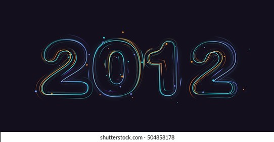 3d rendering colored strokes and particles year 2012