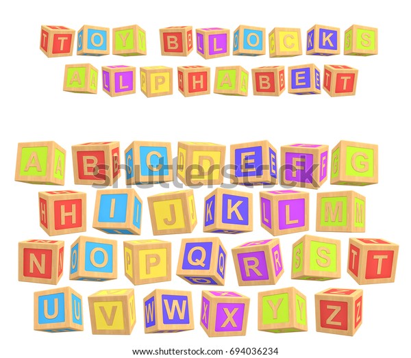 3d Rendering Colorful Alphabet Writing Toy Stock Illustration 694036234