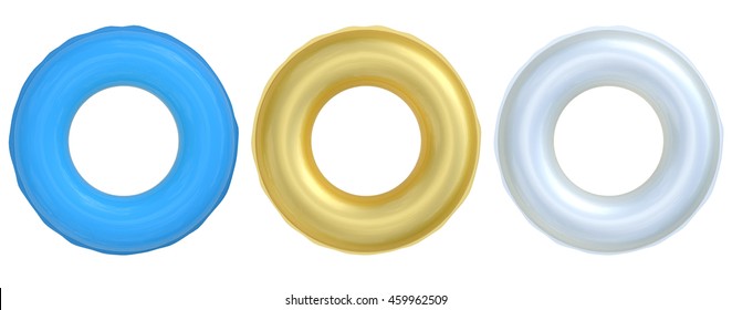 3d rendering colorful swim rings isolated on white