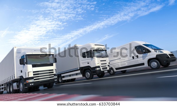 3D rendering of Commercial Land Vehicles in\
Different Types