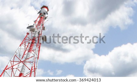 3d rendering communications tower with blue sky