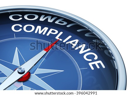 3d rendering of a compass with a compliance icon