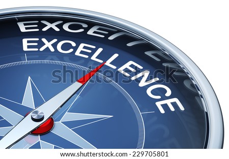 3D rendering of a compass with a excellence icon