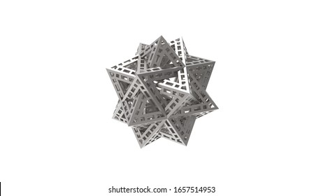 3D Rendering Of A Complex Shape Triangle Escher Like Model Isolated