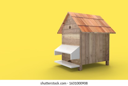 3d Rendering Of A Computer Generated Wooden Bee Hive House Isolated