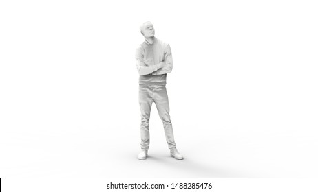 3d Rendering Of A Computer Model Of A Man Standing In White Studio Background Multiple Views