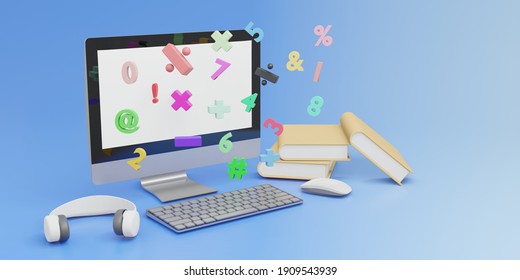 3D rendering Computer with mouse and keyboard and book
mathematics  E-learning online education concept copy space background - Powered by Shutterstock - Get 15% off with code: PIKWIZARD15