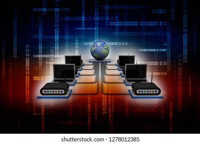3d rendering Computer network
