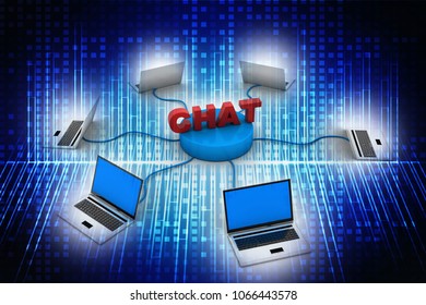 3d rendering Computer network with chat
