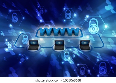 3d rendering Computer network with WWW - Shutterstock ID 1035068668