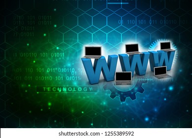 3d rendering Computer network with www