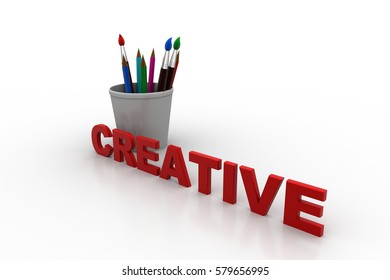 3D rendering of Computer Painting concept   
