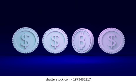 3D Rendering concept of Decentralized finance, cryptocurrency: 