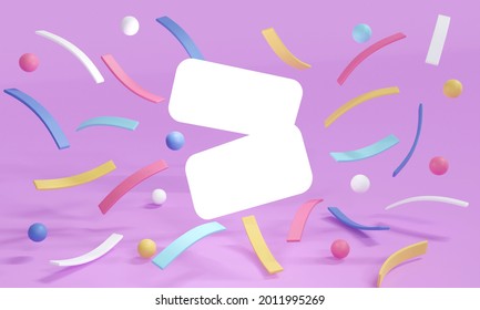 3D rendering concept of empty card template for advertising. Blank papers for putting text with confetti for commercial, advertise design on purple background. 3d render. 3D illustration.  - Powered by Shutterstock