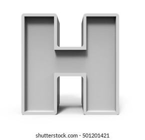 3d rendering concrete letter H isolated on white background, 3d rendering
