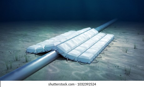 3d Rendering Of A Concrete Mattress Over A Subsea Pipeline