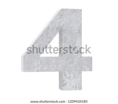 3D rendering concrete number 4 four. 3D render Illustration.