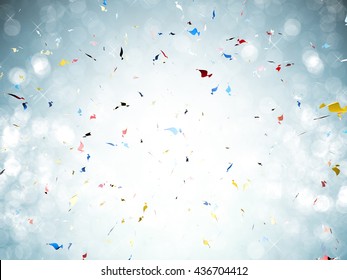 3d Rendering Confetti Explosion On Blue Background