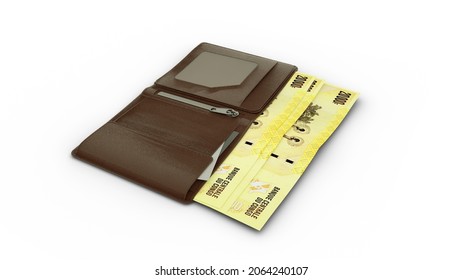 3D rendering of Congolese Franc notes in wallet