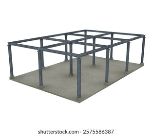 3D rendering of a construction prop featuring a steel frame stru